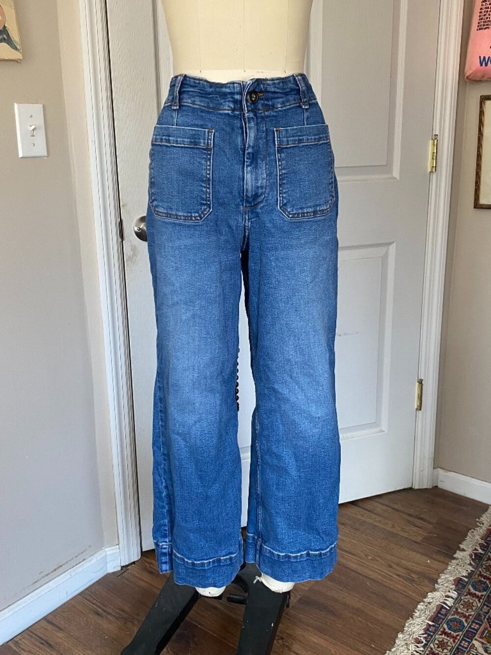 Mavi Medium Blue High-Rise Wide Leg Jeans